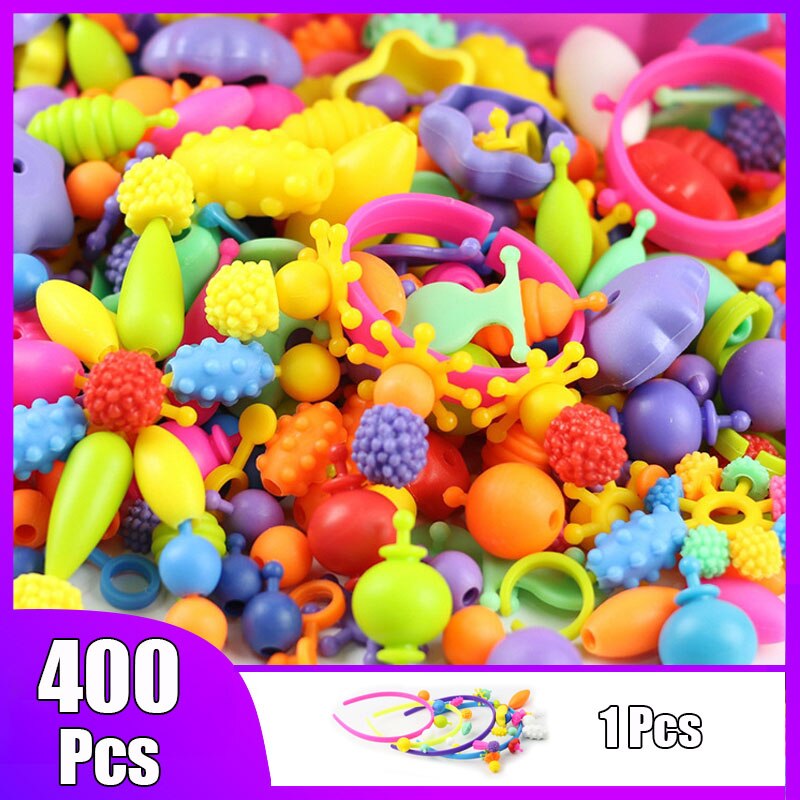 1200 stk popperler snapperle farverigt gør-det-selv smykkesæt pædagogisk pigelegetøj fremstilling af halskæde armbåndsring: 400 stk