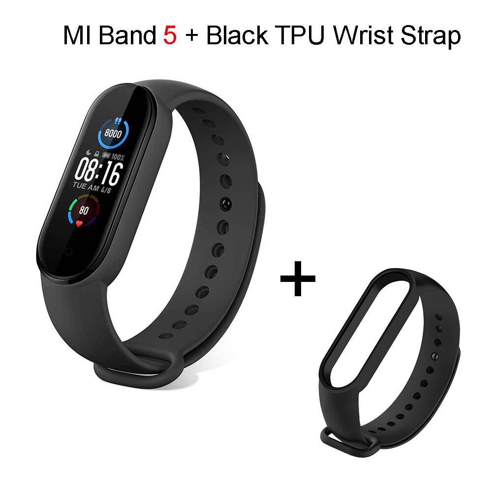 Xiaomi Mi Band 5 Fitness Bracelet Smart Watch Pedometers for Walking Heart Rate Monitor Pedometer Waterproof Calorie Monitoring: Global Add Black