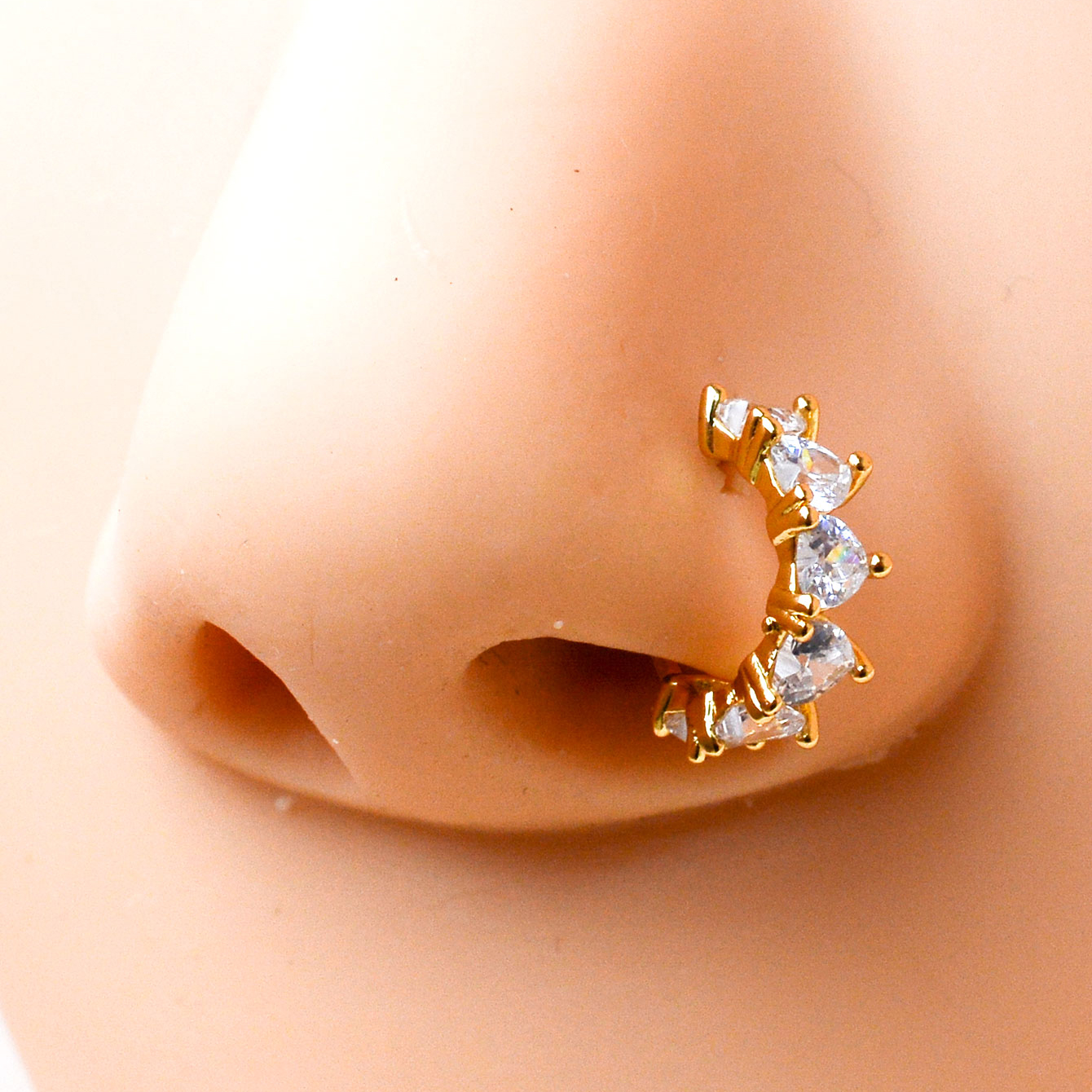1pc krystal cz næseringe næsebor hjerte klikker septum næse hoop ring tragus brusk helix ørering næse piercing smykker