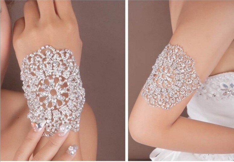 Luxus Blume strass braut armband ketten kristall armband schmuck arm kette hochzeit kleid zubehör armbänder für frauen