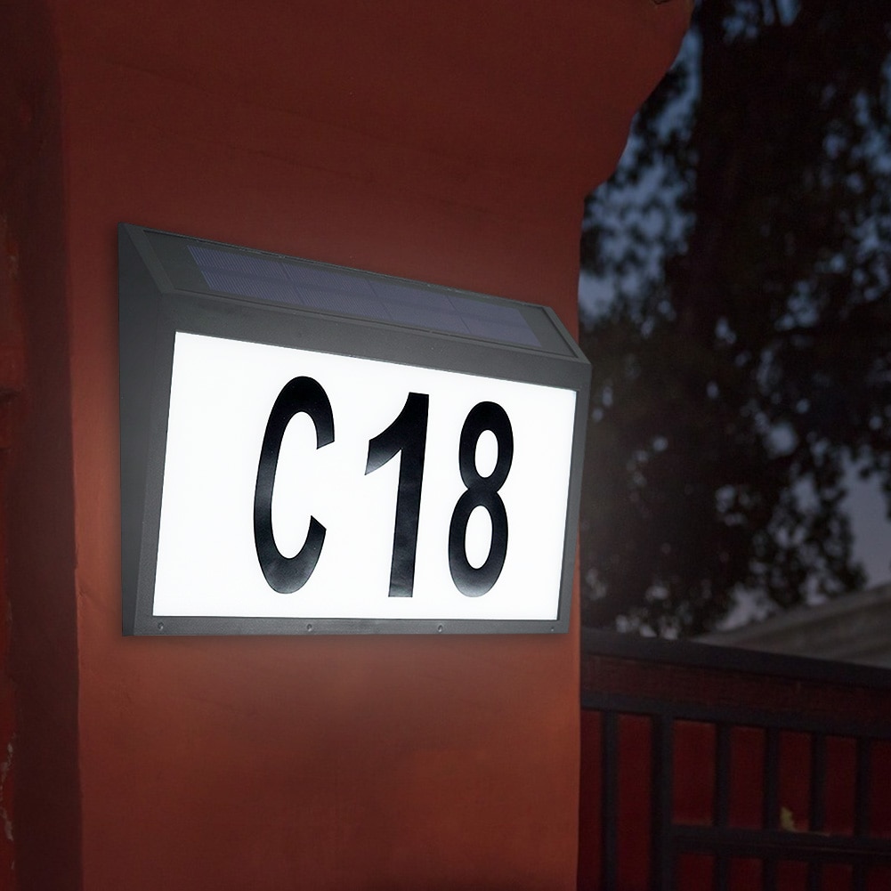 Doorplate Outdoor Led Solar Light Adres Huis Cijfers Letters Waterdichte Solar Lamp Thuis Tuin Veranda Deur Decoratie