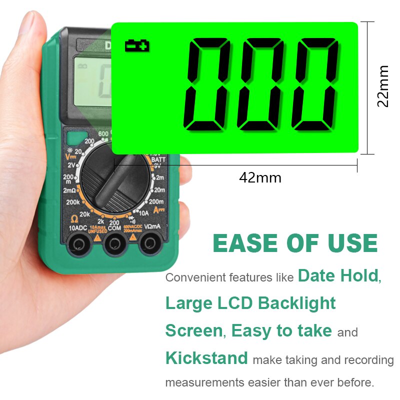 Digital Multimeter AC/DC Voltage Mete Tester Test Backlight Multimeter With Probe Test Leads Crocodile Clip