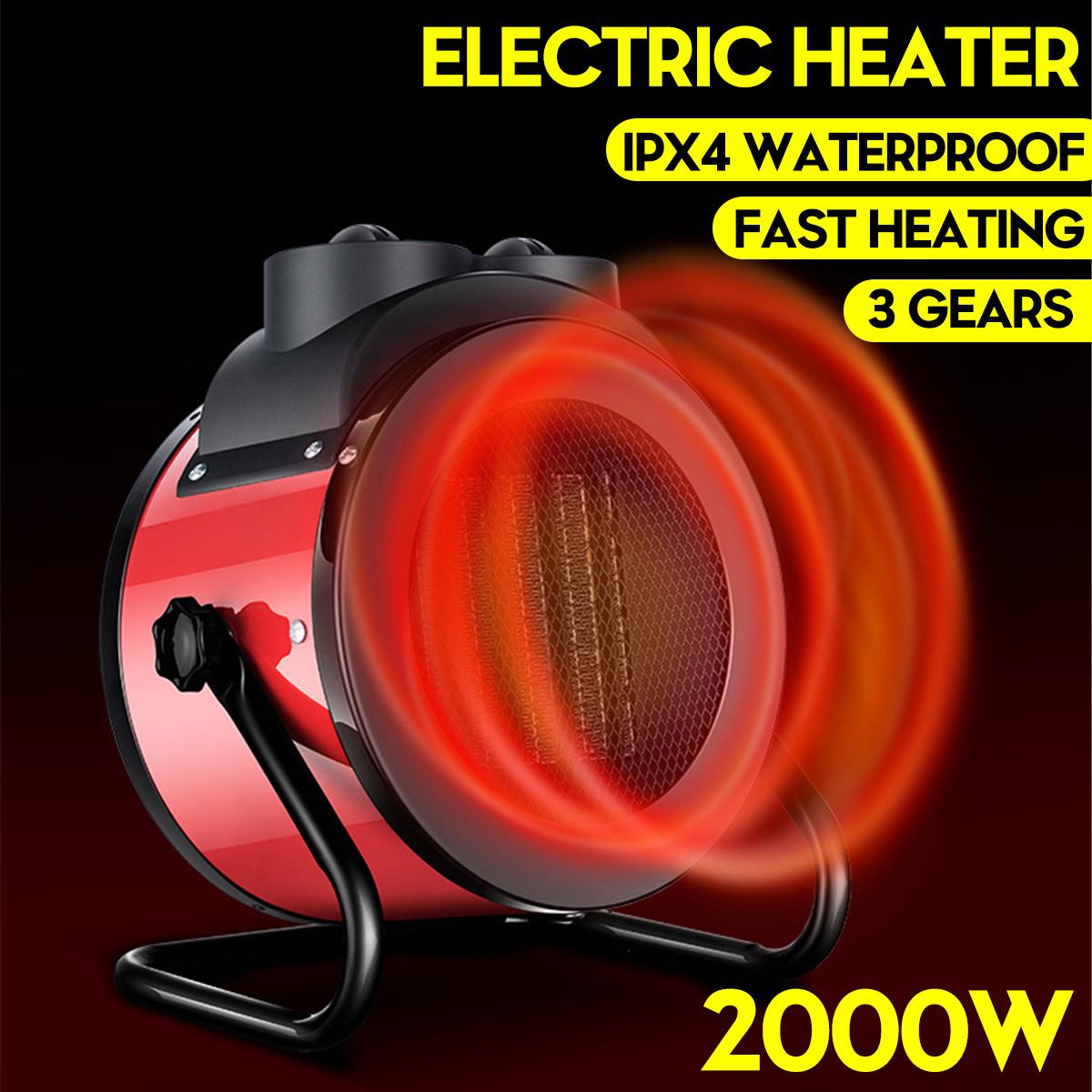 2000W Personal Portable Electric Heaters Fan With Ceramic PTC Heating Mini Home Heating Fan Low Noise Warm Air Blower