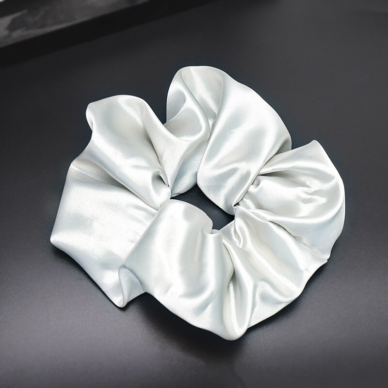 fast silke sateng hår scrunchie pakke kvinner jenter elastiske hårbånd tilbehør gumki gjøre wlosow: D485 lys grå