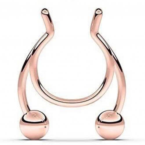 Stainless Steel Antler Shape Nose Ring Clip Nasal Septum Piercing Body Jewelry Stainless Steel Soft Nose Ring without Puncture: Rose Gold