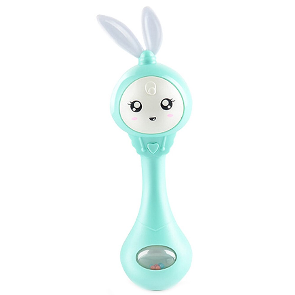 Cartoon Konijn Baby Schudden Rammelaar Hand Bel Met Muziek Licht Bijtring Speelgoed Baby &#39;S Aandacht Te Trekken Slijpen Hun Tanden: green