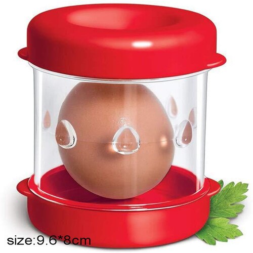 Håndrystning æggeskal skrælle æggeskal separator æggeskaller fræser fjerner hårdkogt æg saks værktøj køkken tilbehør: A-rød