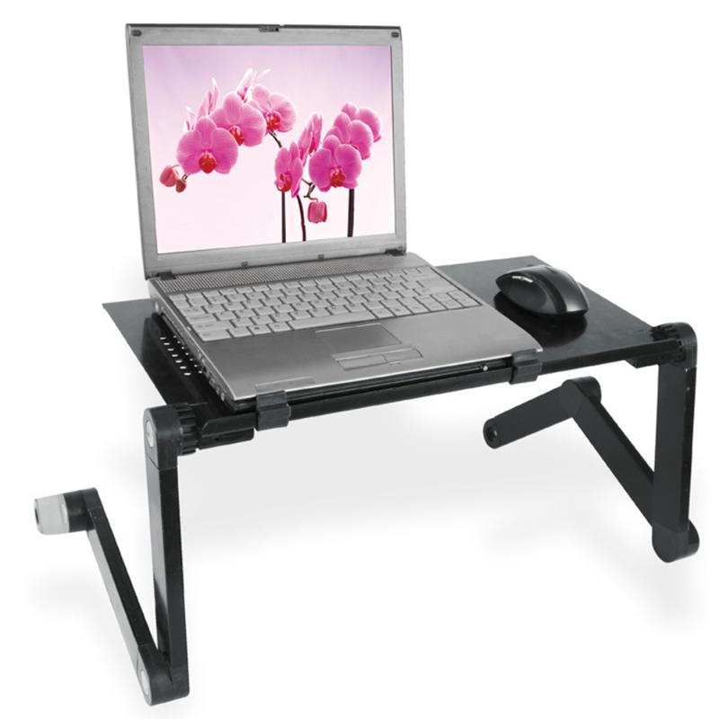 Verstelbare Aluminium Laptop Bureau Ergonomische Draagbare Tv Bed Lapdesk Lade Pc Tafel Stand Notebook Tafel Desk Stand Met Muismat