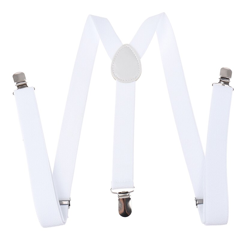 Bretelles élastiques réglables pour adultes, unisexe, femmes et hommes, en forme de Y, à clipser, pour pantalons,: WHITE
