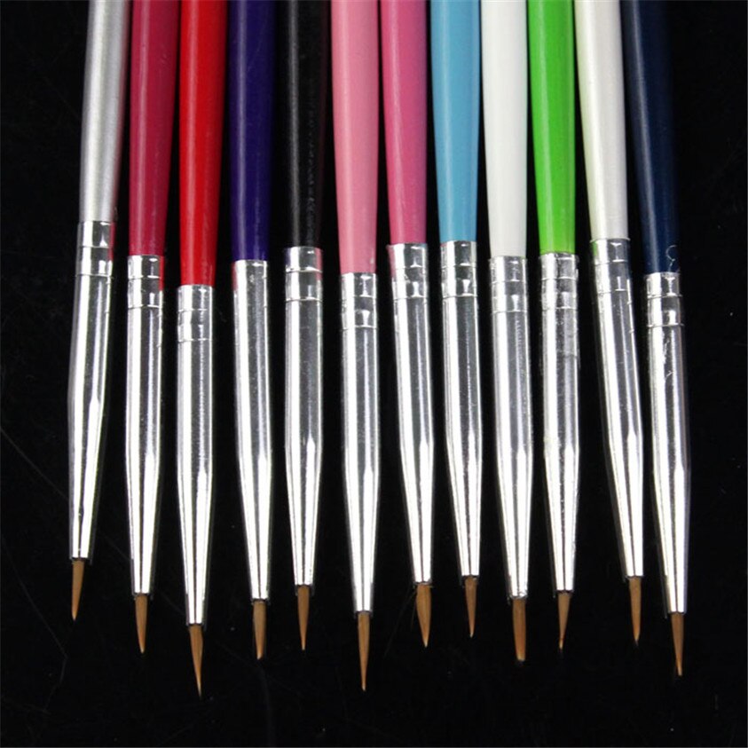 U 12 stuks kleurrijke nail art penseelpen fijne details tips tekenverf set 220
