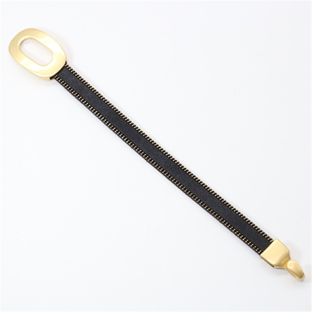 Gold Farbe Schwarz Armbinde retro Handgemachte Jahrgang Kette Leder Armbänder Für Frauen Manschette Armreif Weiblichen Partei Schmuck