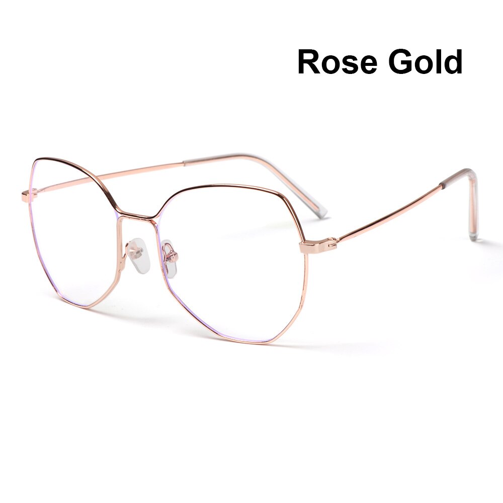 1pc Metal Anti-Blue Light Glasses Unisex Ultralight Round Metal Frame Computer Glasses Blocking Eyeglasses Flat Mirror Eyewear: 11