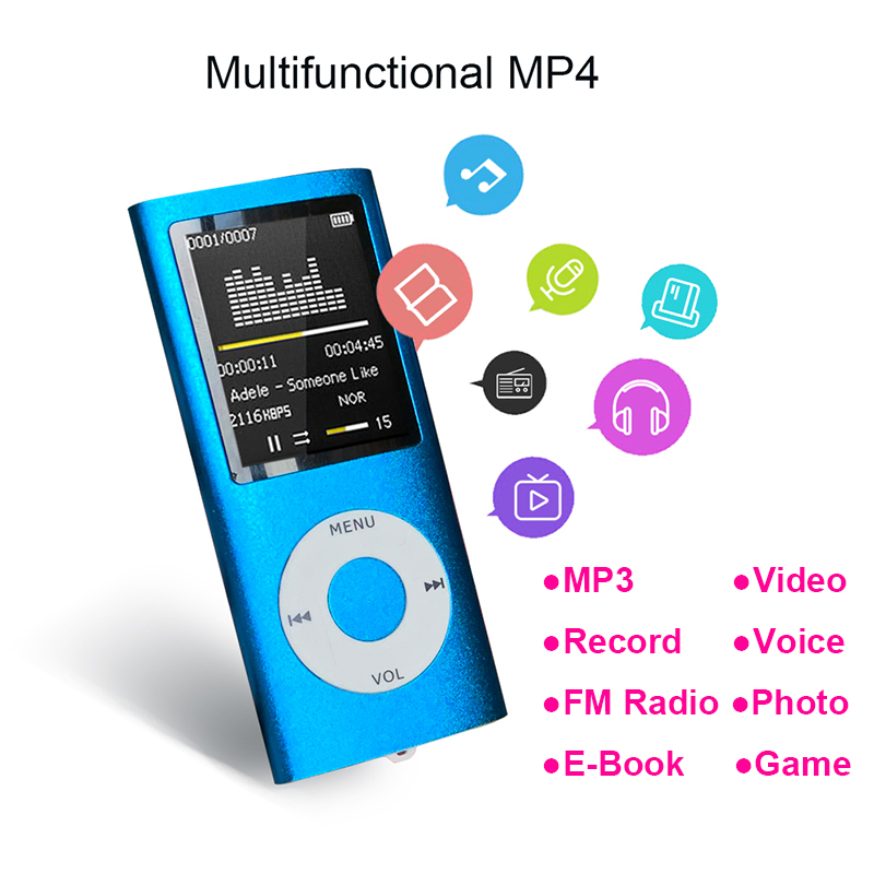 VASOUN 1,8 zoll Mp3 Spieler 8GB Musik Spielen FM Radio Video Spieler E-Buchen-Spieler MP3 Eingebauten Speicher Multi- sprache Unterstützt