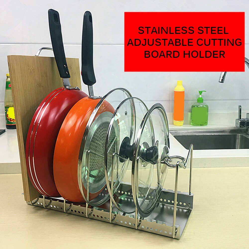Køkken arrangør pan skærebræt holder fade rack stativ metal opbevaring hylde dræner vask arrangør køkken tilbehør