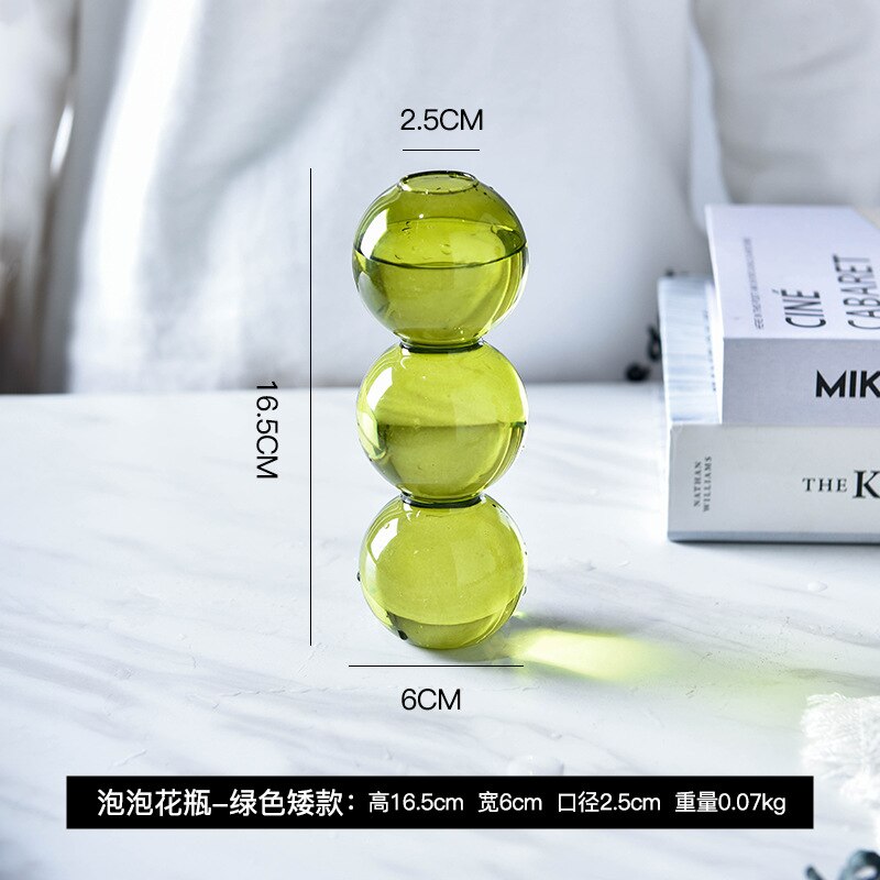 Kristallkula bubbla glas vas blomsterarrangemang hydroponics boll glas konst blomma ware heminredning blommig diy: 3 grön boll