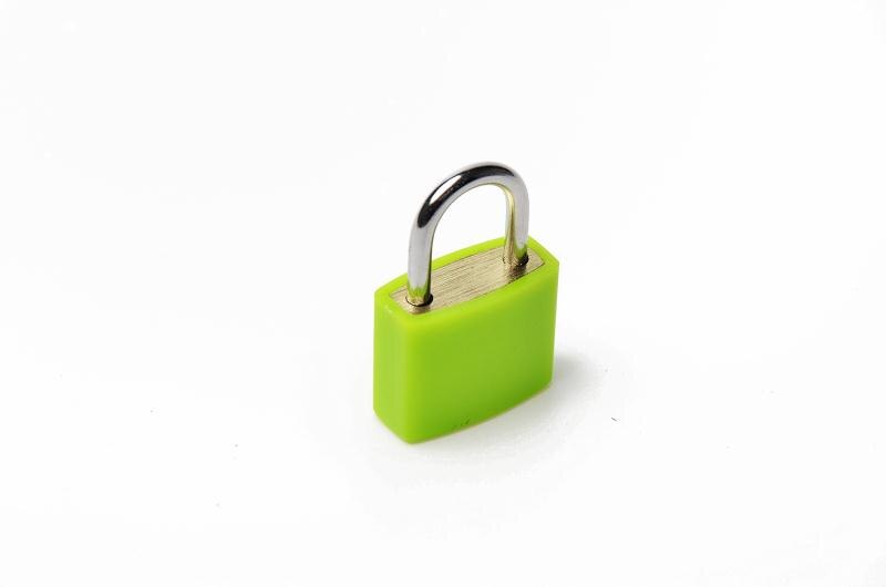 Plastic Casing Lock Brass Lock Body Luggage Zipper Padlock With Two Keys For bags: green