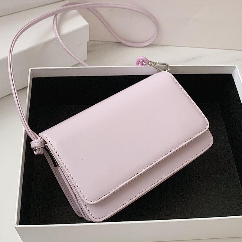 Solid color Mini Square Crossbody bag Summer PU Leather Women's Handbag Casual Shoulder Messenger Bag