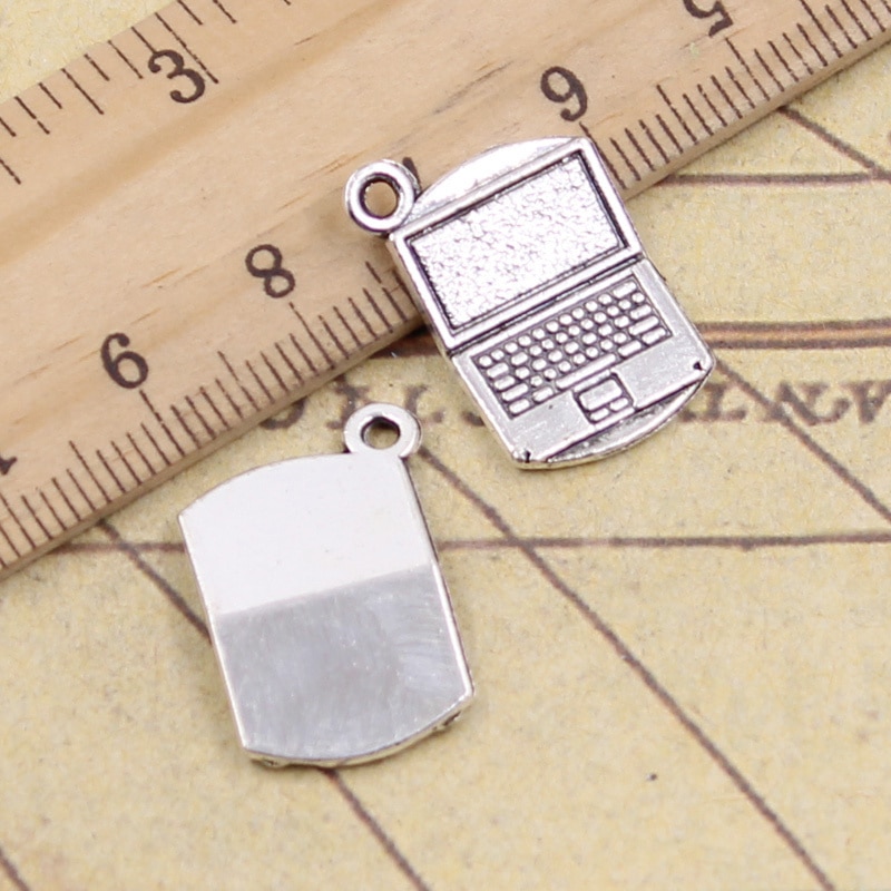 15pcs Charms Computer Laptop 21x13mm Tibetan Bronze Silver Color Pendants Crafts Making Findings Handmade Antique DIY Jewelry