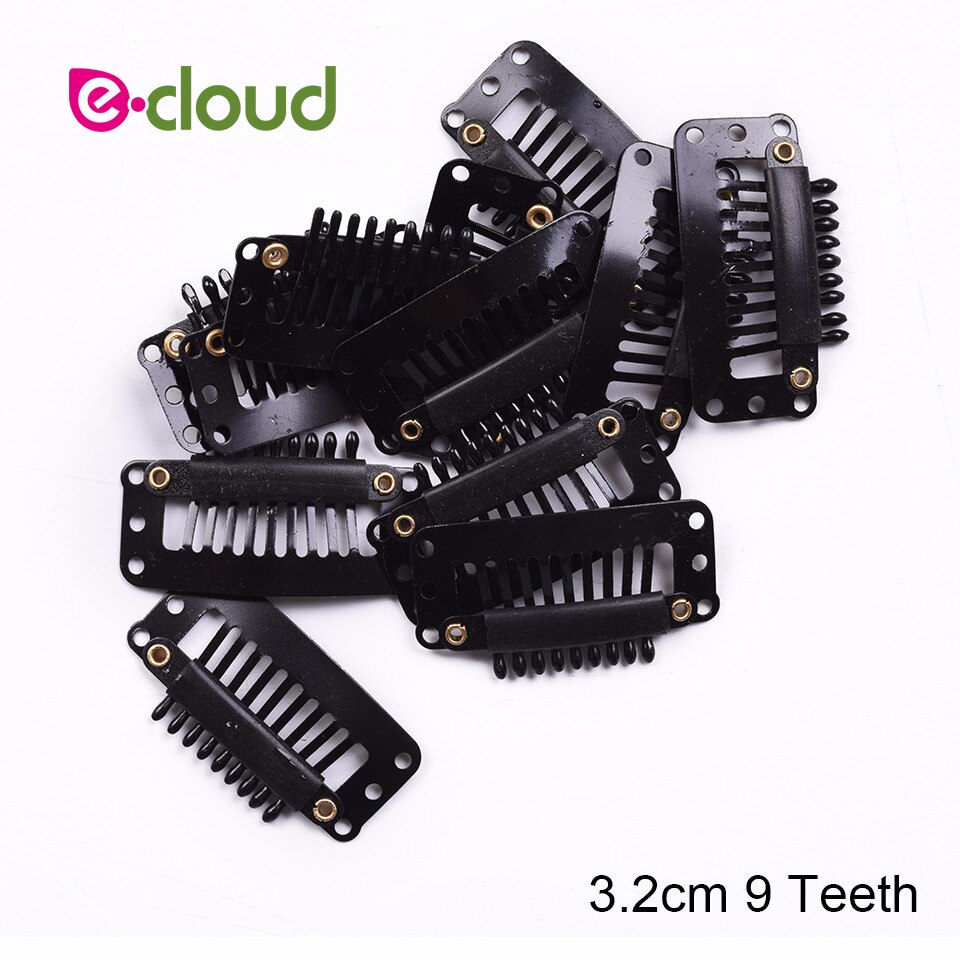 100 Stks/partij 32Mm 9-Tanden Haarverlenging Clips Snap Metal Clips Met Siliconen Terug Pruik Clips In Hair inslag Pruik Kammen Haar Accessoire