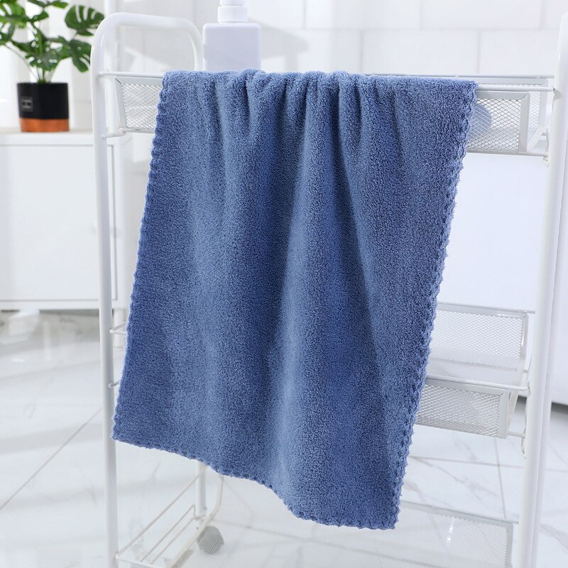 Giantex koral fløjl skåret kant håndklæde almindelig vask blød ansigt håndklæde til hjem polyester badehåndklæder til badeværelse: Gråblå
