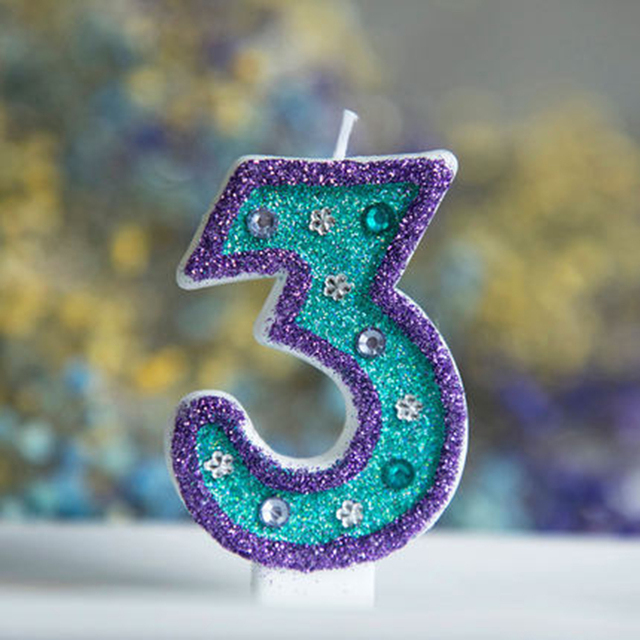 Kid Mermaid Diamond Glitter Number Birthday Candles Cake Topper Birthday Wedding Digital Cakes Dessert Decor Birthday Decoration: 3