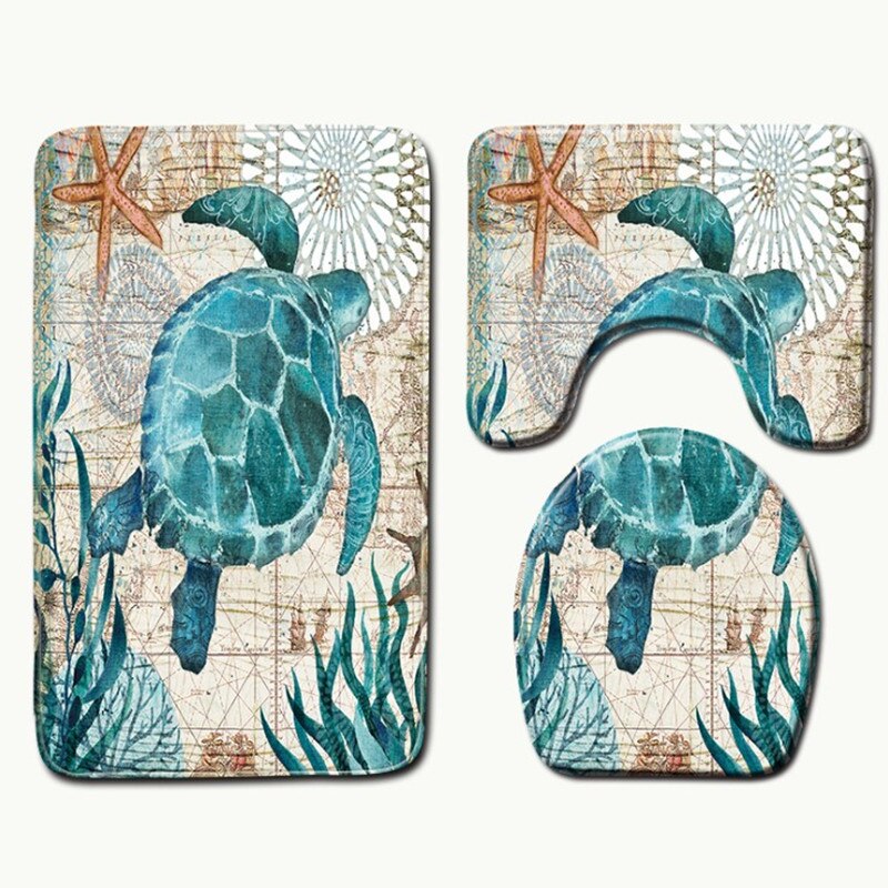 3 Stks/set Zeester Wc Mat Coral Fluwelen Voor Antislip Zachte Toilet Badmat Accessoires Keuken Tapijt Deurmatten home Decor: E
