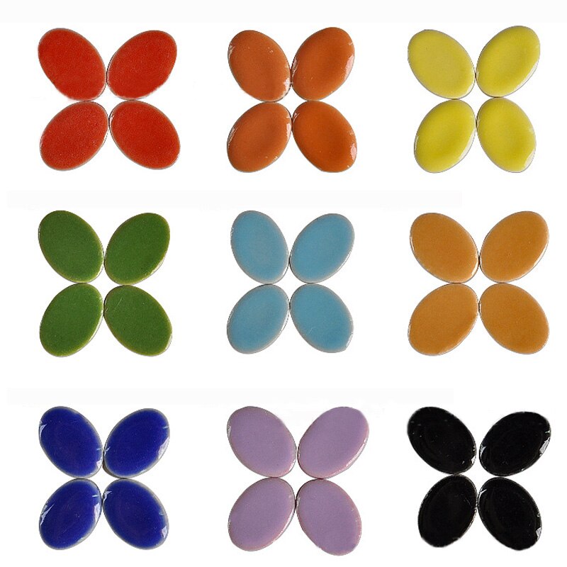 Mosaïque de carreaux de Micro céramique, en porcelaine, artisanat, ovale, ultra-mince, bijoux en céramique, fabrication de boucles d&#39;oreilles, 60 pièces