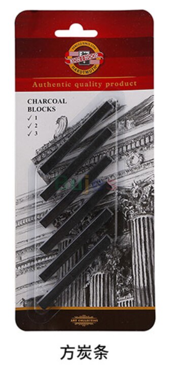 Lot de 6 barres de carbone carrées en graphite, KOH-I-NOOR pièces, pour dessin, croquis, fournitures artistiques professionnelles: 6 square carbon bar