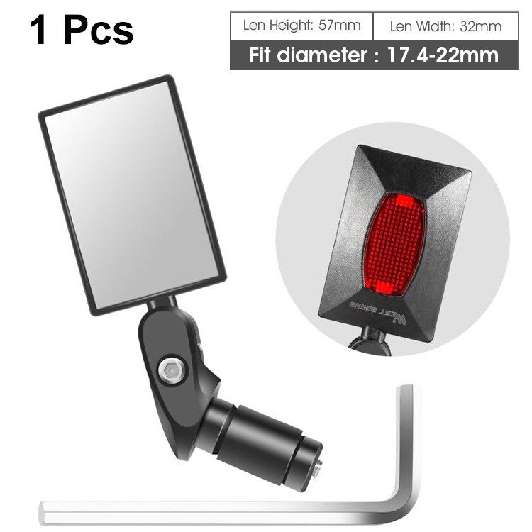 WEST BIKING Bike Rearview Mirror 360 Rotation Adjustable Wide Angle Cycling Rear View MTB Road Bike Bicycle Handlebar Mirrors: 1 Pcs Type B