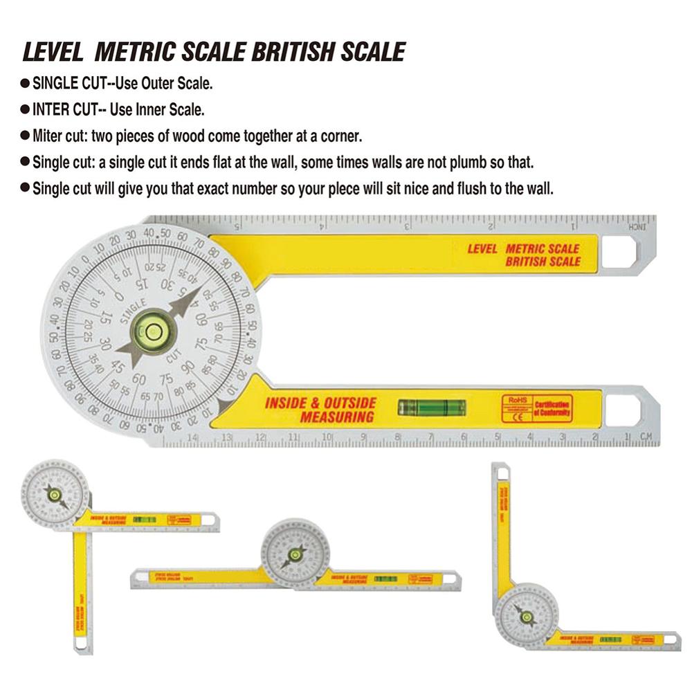 Mijter Gradenboog 360 Meten Gradenboog Plastic Hoek Heerser Meting Inclinometer Hoekzoeker Gauge Houtbewerking Gereedschap 72