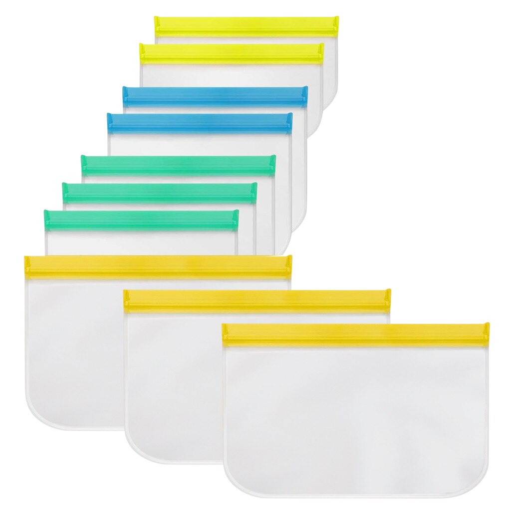 10pcs Thicken PEVA Food Storage Reusable Silicone Fresh Bags Moistureproof Refrigerator Sealed Bag Ziplock Kitchen Organizer: A