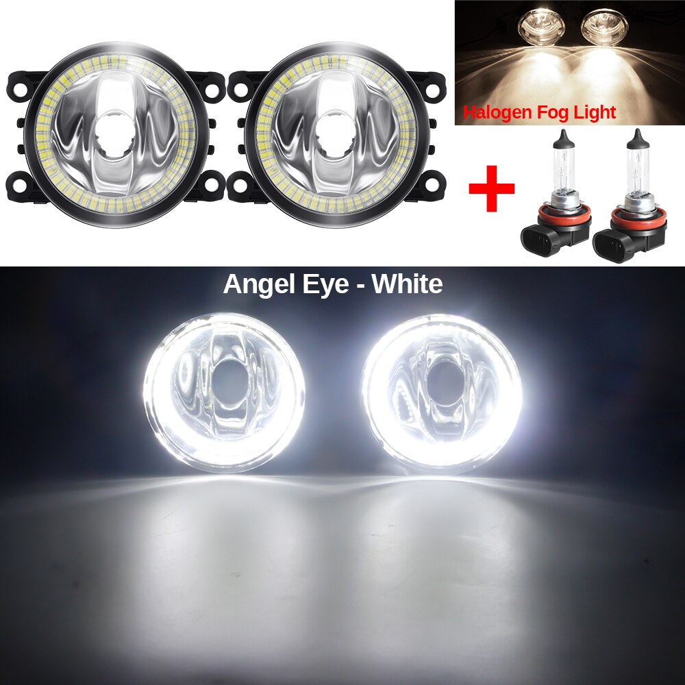 Angel Eye Mistlamp Auto Halo Ring Fog Lamp Drl H11 12V Voor Mitsubishi L200 Pajero Outlander Colt Triton eclipse Endeavor Galant: Warm White and White
