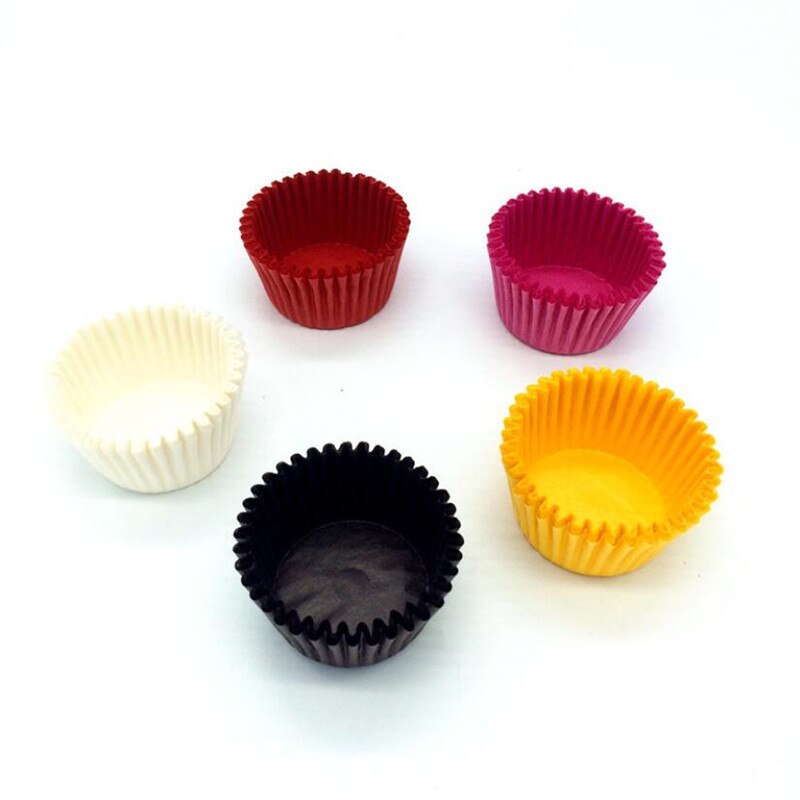 500Pcs 5 Kleur Cupcake Liner Baking Cups Cupcake Mold Papieren Vormpjes Cake Wrappers Party Tray Cake Decorating Gereedschap