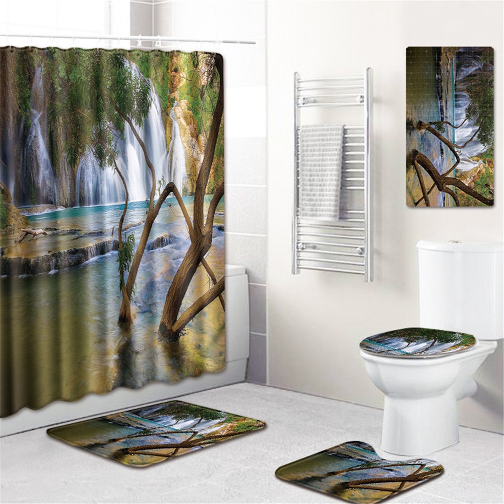 Vloermat badmat toiletmat voetmat badmat waterdicht douchegordijn badmat vijfdelig tapijt: W180716-d005 / 180 4518075cm