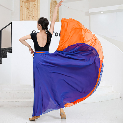 Buikdansrok Dubbelzijdig Chiffon 360 Graden Klassiek Balletdans Lange Rok Warp Rokken Rode Rok Buikdans Outfit: L / Paars