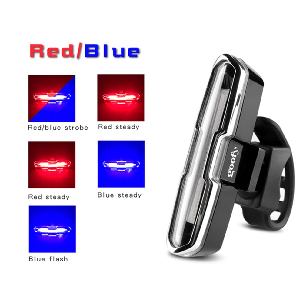 120 Lumens Usb Oplaadbare Voor Achter Fiets Licht Lithium Batterij Led Fiets Achterlicht Rood Wit Rood Blauw Of Rood wit Blauw