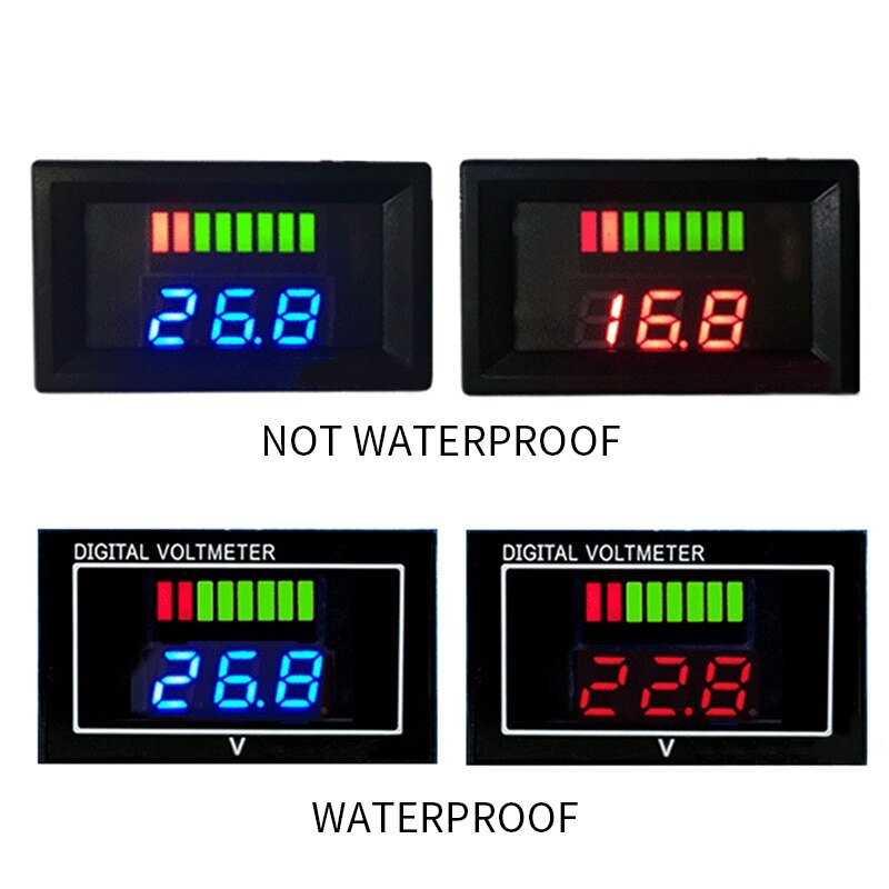 LCD Battery Capacity Monitor Gauge Meter 6V12V24V36V48V60V Battery Statu-s Indicator with 0.56in Display