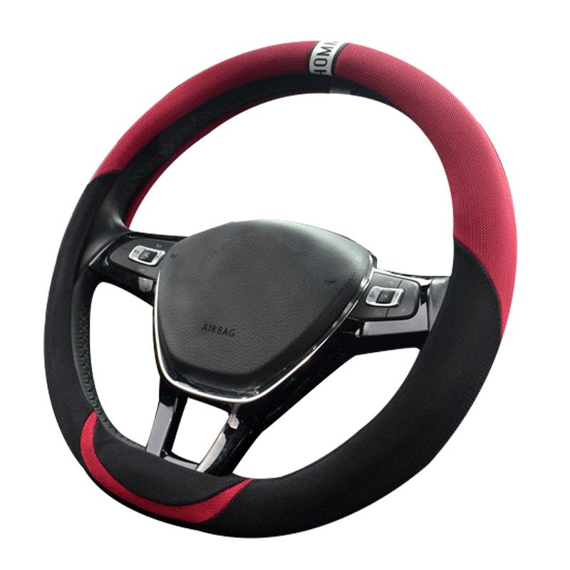Universal bil rat ventilation 38cm dæksel sport styling 15 tommer skridsikker bil ratt dæksler: Rød