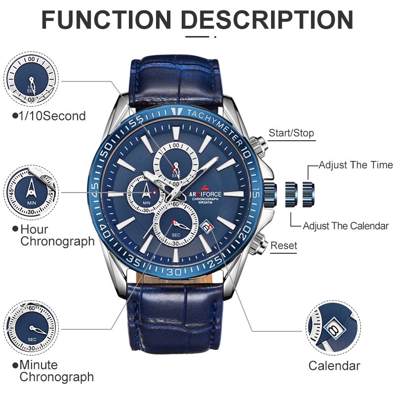 Mannen Horloge ARMIFORCE Luxe Heren Lederen Sport Horloges Quartz heren Horloge Mannelijke Datum Waterdicht Klok Relogio Masculino