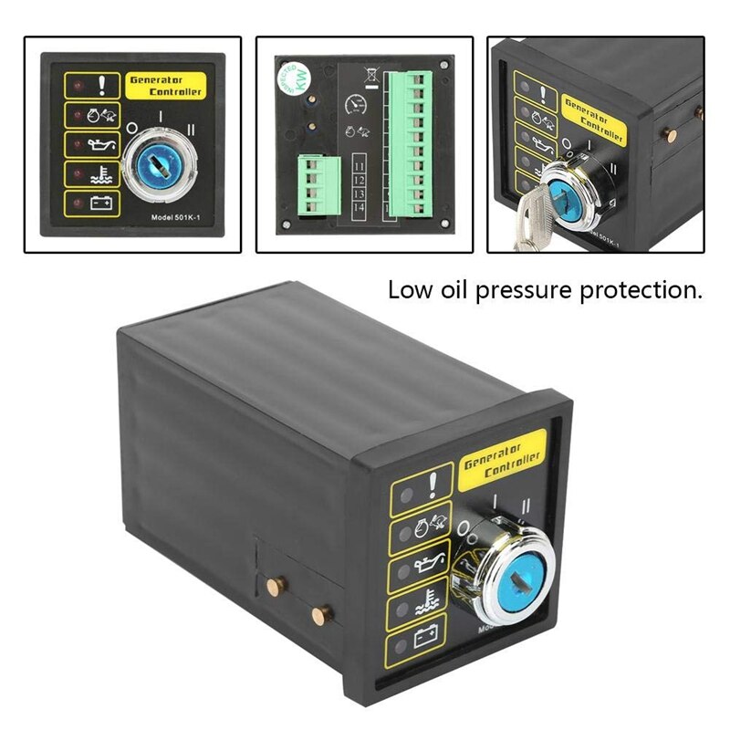 Generator Controller, Sturdy Durable DSE501K DC 9-33V 15-305V AC Generator Electronic Controller Start Module Control Panel