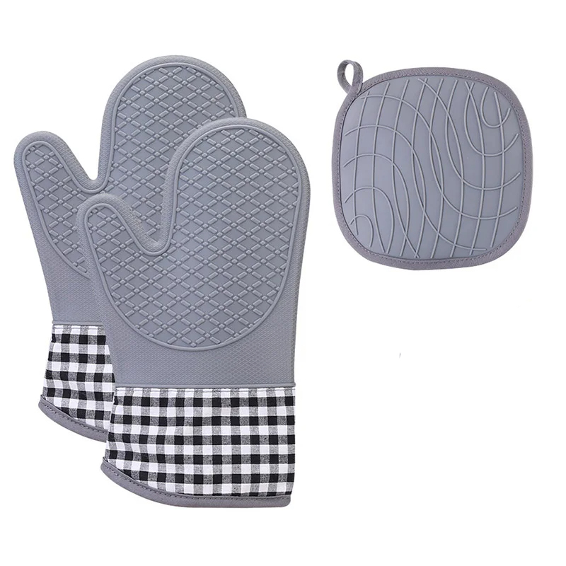 Leeseph Oven Mitts and Pot Holders Set, Advanced Heat Resistance, Non-Slip Textured Grip, for Kitchen, Baking, BBQ