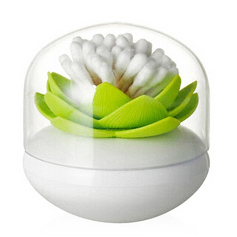2 pièces Chic Lotus fleur coton bourgeon porte cure-dents étui coton-tige boîte décor à la maison, rose et vert