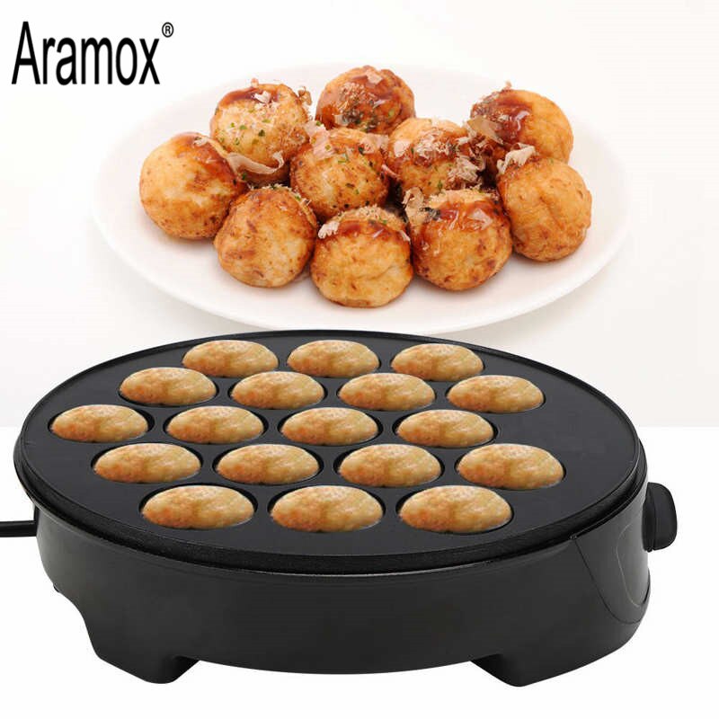 Electric Takoyaki Maker, 12 Holes Takoyaki Pan with Lid, Mini Octopus Ball Maker, Multifunctional Breakfast Machine for Making Pancake Balls, Puffs, Takoyaki Black