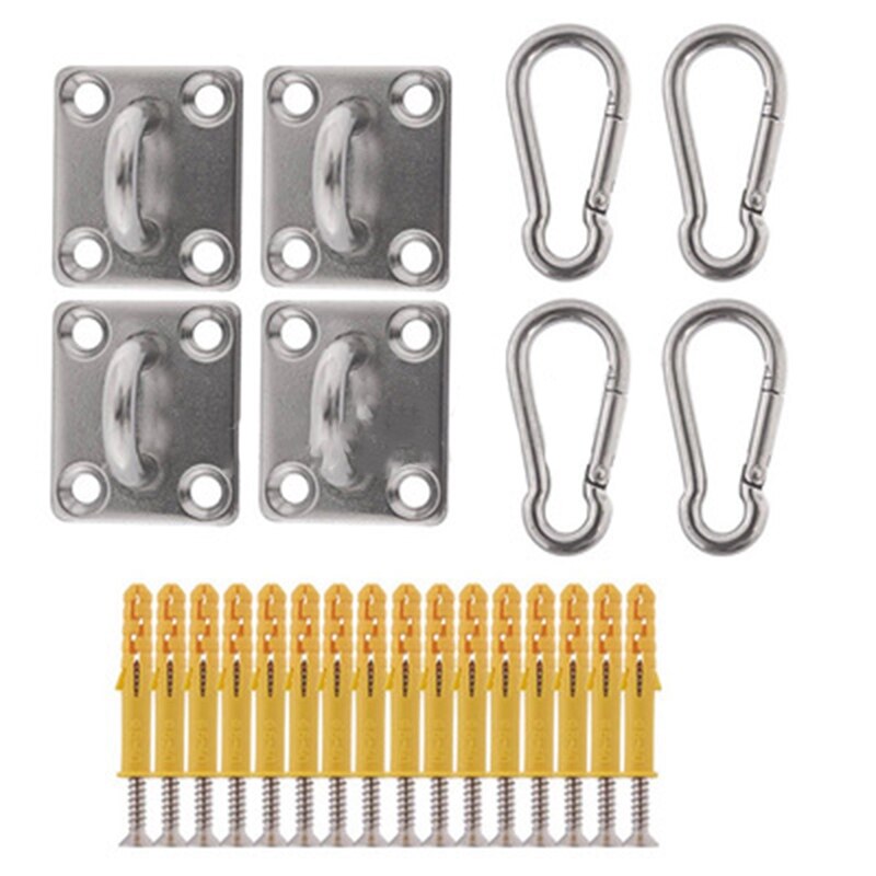 2 Sets Of Suspended Ceiling Wall Mount U-Shaped Hooks Stainless Steel Heavy Duty Multi-Function Hammock Hammock Hook Metal Base