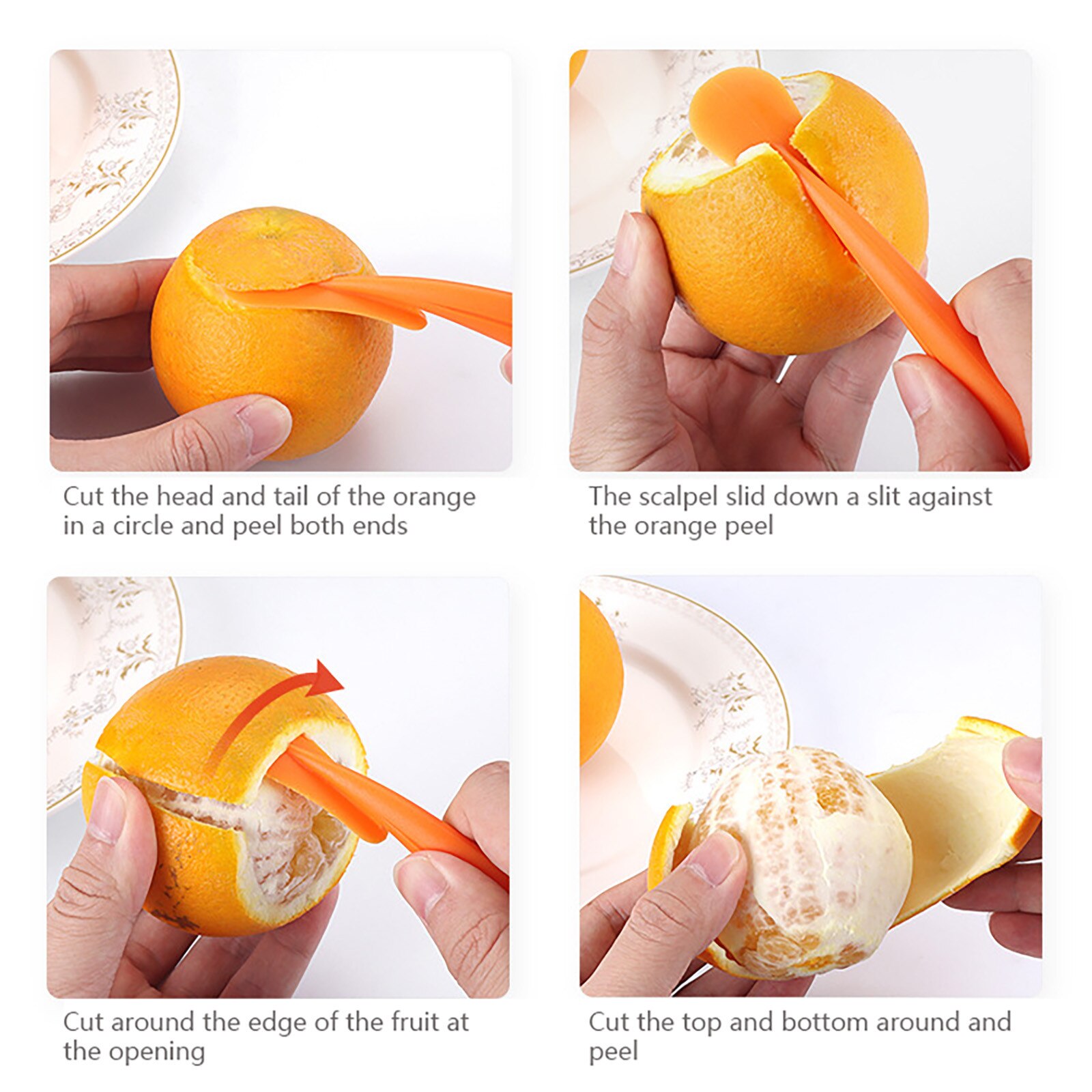 3Pcs Oranje Schillers Machine Keuken Gadgets Fruit Groente Gereedschap Gehumaniseerd Gebogen Handvat Fruit Gereedschap Keuken Gadget