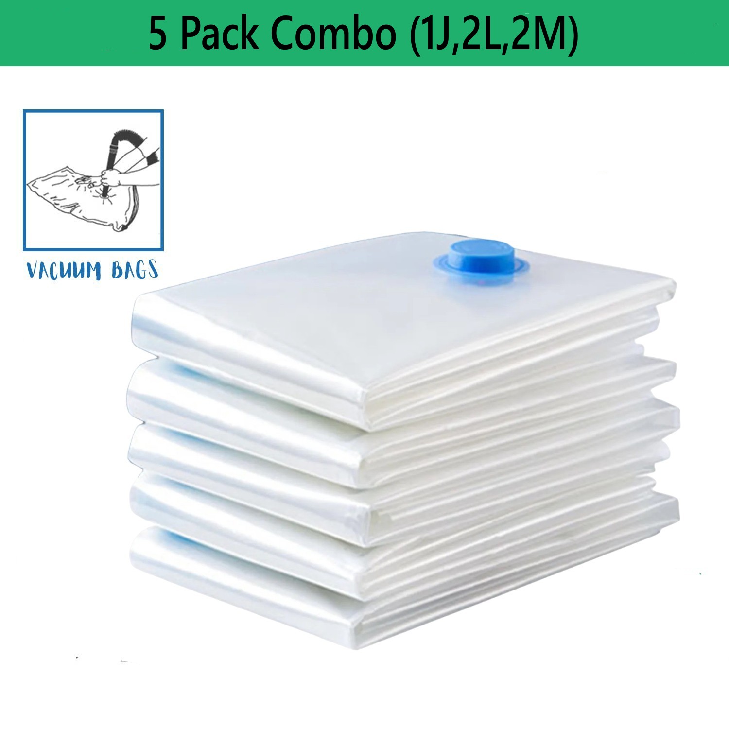 5-pack vacuümopbergzakken, ruimtebesparende zakken compressie voor dekbedden en dekens, sealer kleding reisverpakking organisator: Grey