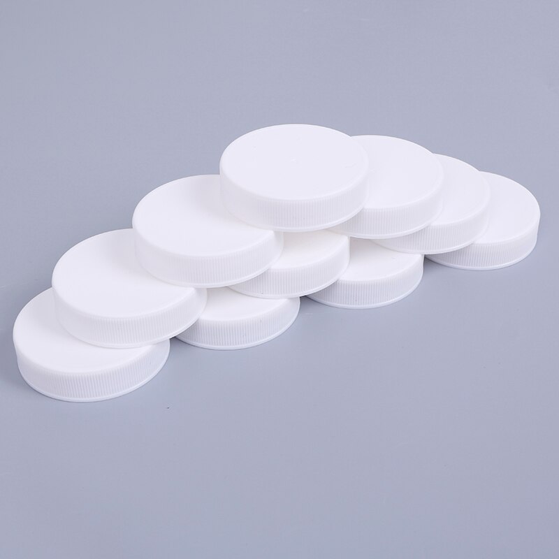 70mm vita plastflaskhättor läcksäkra plastkopplock för vanligt munlagringsflaskburklock 10 st/lot