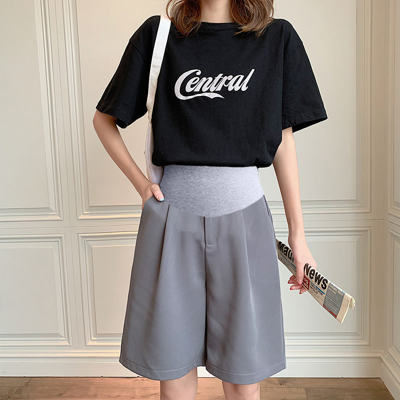 Zomer Chiffon Moederschap Buik Korte Broek Zwangere Vrouwen Shorts Zwangerschap Korte Broek Verstelbare Buik Kleding Koreaanse Stijl: blue / XL 65-70KG