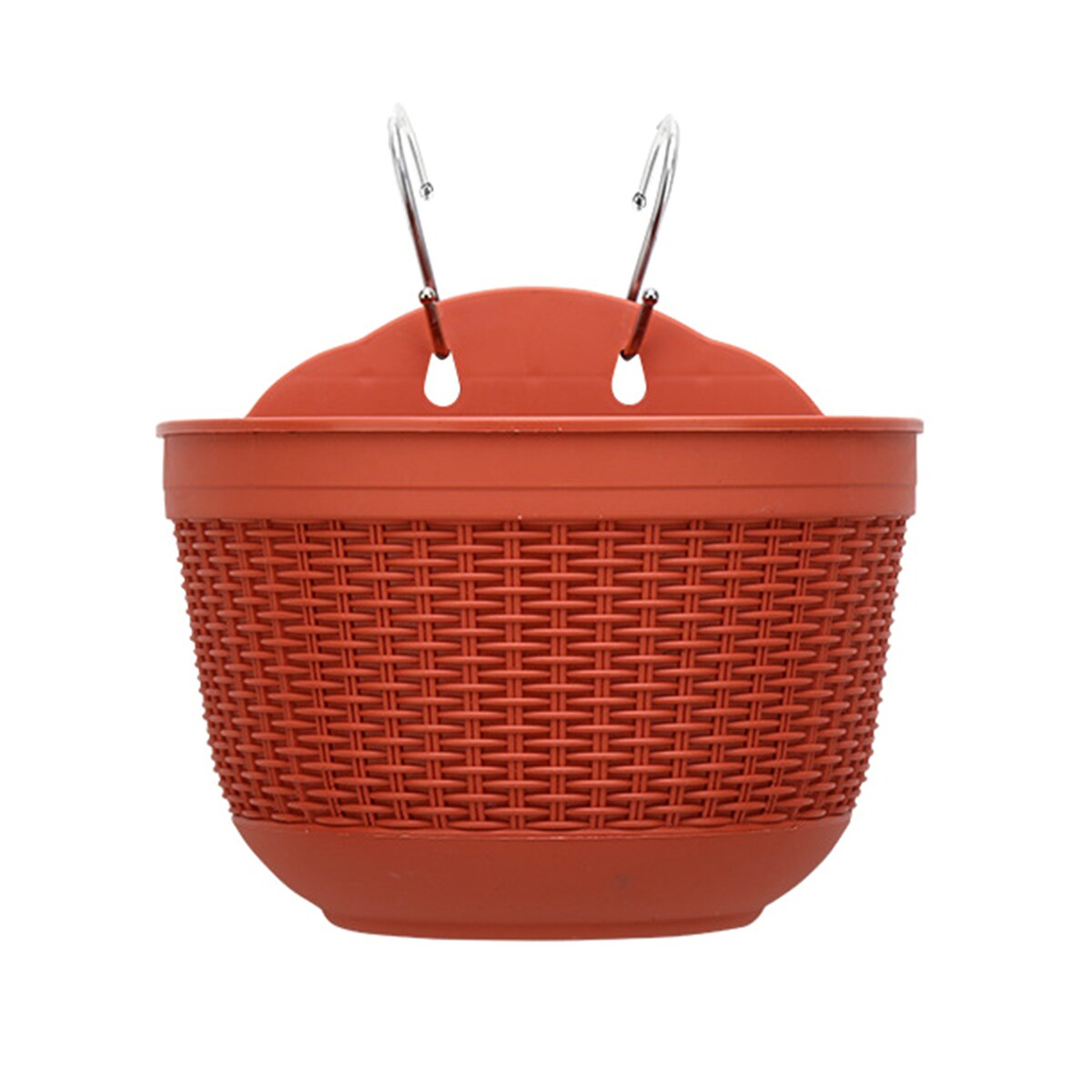 Environment-friendly Wall-mounted Flower Pot Imitation Rattan Weaving Semi Circular Flowerpot for Balcony and Garden: A / Medium