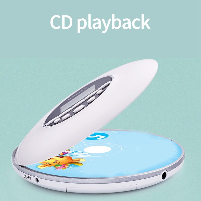 Reproductor de CD portátil, para adultos, estudiantes, niños, reproductor de CD de disco compacto Personal con conector de auriculares, Walkman con pantalla LCD-Whi